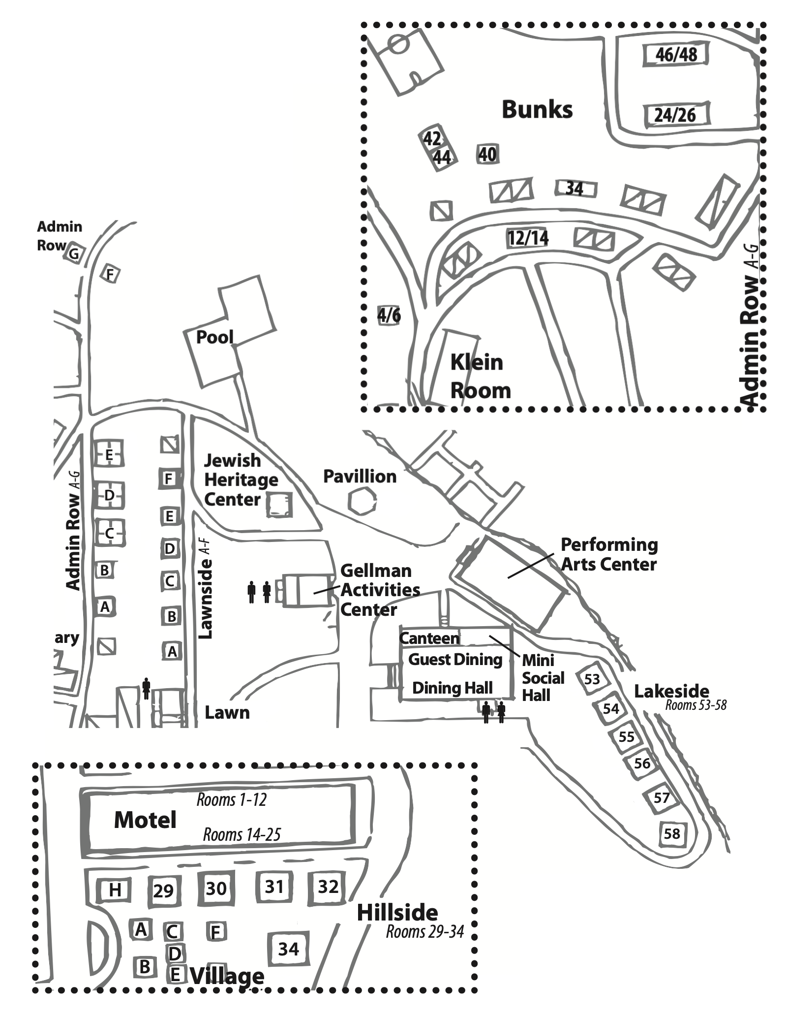 Zoomed in map of Camp Kinder Ring